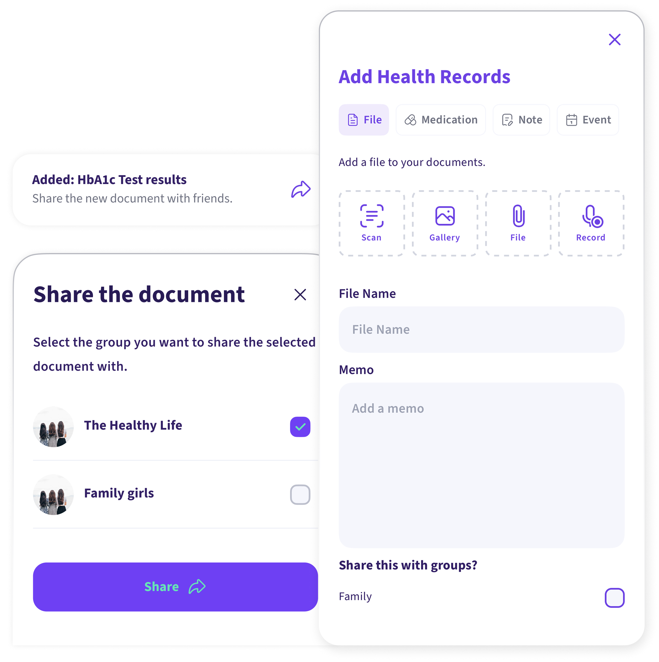 Upload Health Records & Share